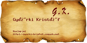 Györki Kristóf névjegykártya